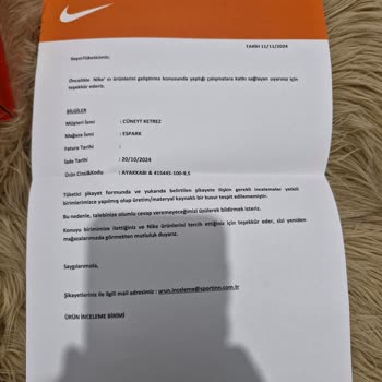 Nike Ayakkabıda Üretim Hatası Ve Yetersiz Müşteri Hizmeti