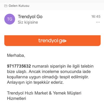 Trendyol Hızlı Market Sipariş Teslimatı Ve İade Sorunu