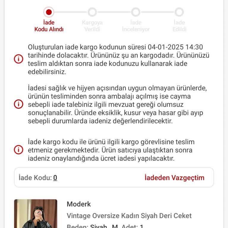 Teslim Edilmeyen Ceket Ve İade Sorunu