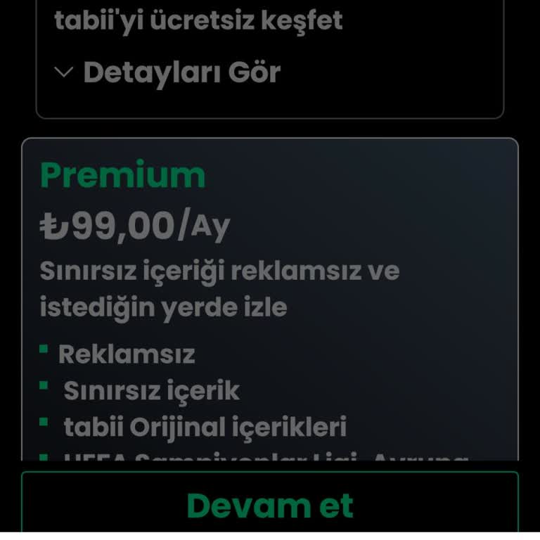 Tabii Premium Üyelikte İzleme Sorunu