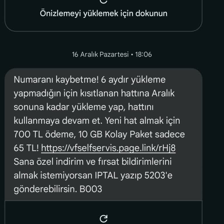 Vodafone'dan Yanıltıcı Mesaj Ve Numara Kaybetme Endişesi