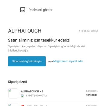 Alphatouch&nbsp;Ürün Gönderilmedi