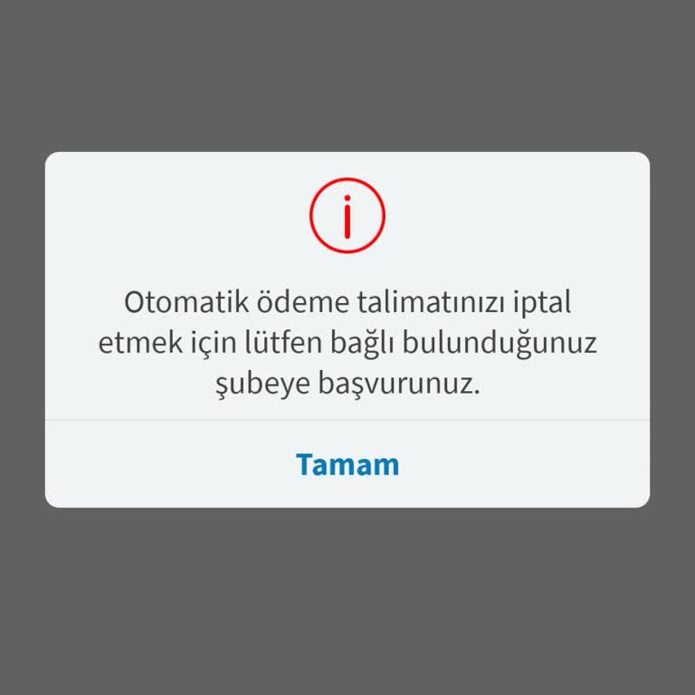 Otomatik Fatura Ödeme Talimatı İptal Edilemiyor