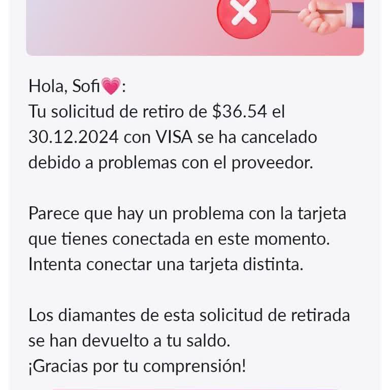 Problemas al retirar dinero en Tango, cuenta rechazada
