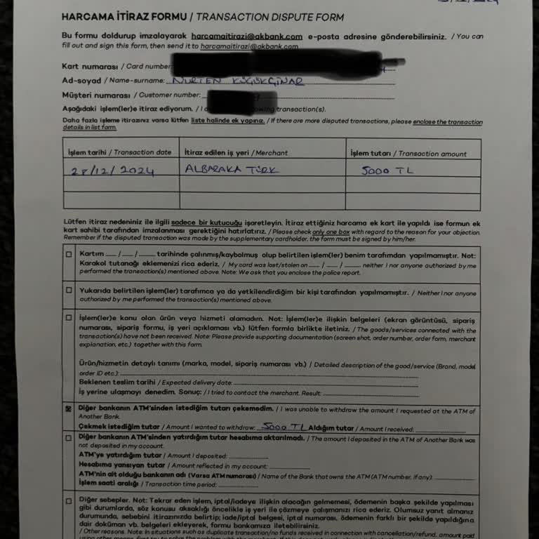 ATM Para Yatırma İşlemi Sorunu