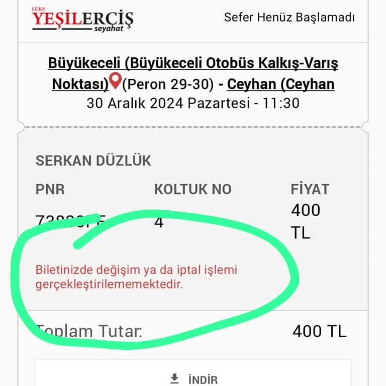 Bilet İptali Mağduriyeti: Yardım Bekliyorum