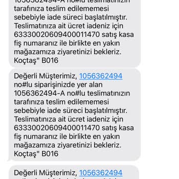 Koçtaş'ta Yaşanan Teslimat Ve İade Sorunları
