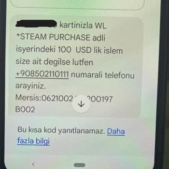 Steam'de Bilgim Dışında Yapılan 300 USD'lik Ödeme