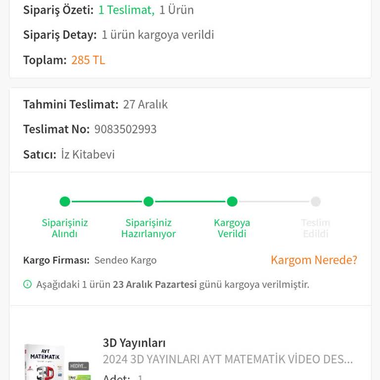 Trendyol Kargo Teslimatında Yaşanan Gecikme Ve Planlama Sorunu!