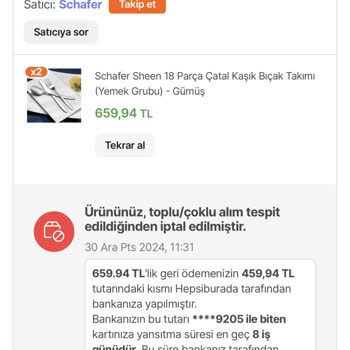 Hepsiburada Siparişi İptal Ediyor