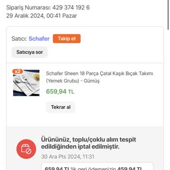Hepsiburada Siparişi İptal Ediyor