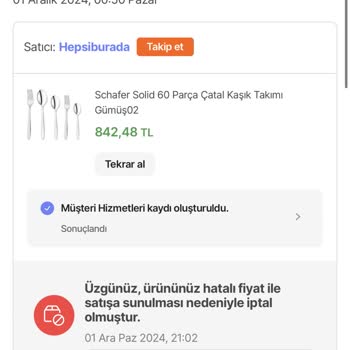 Hepsiburada Siparişi İptal Ediyor