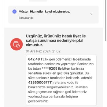 Hepsiburada Siparişi İptal Ediyor