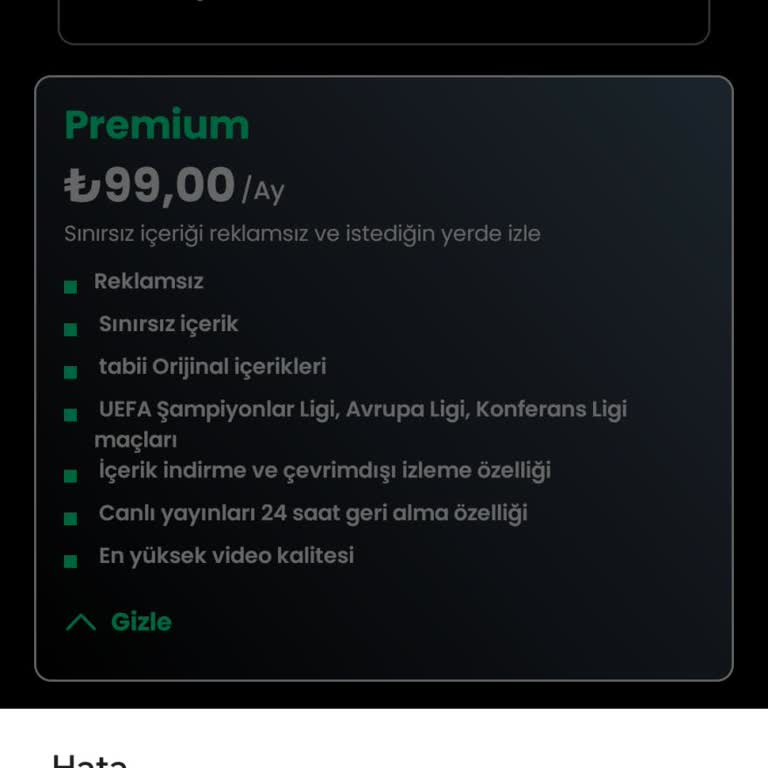 Platinum Üyelikte Görünmeyen Hizmet