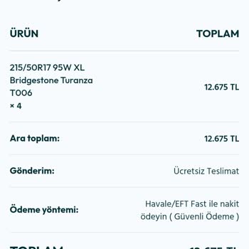 Ödeme Yapılan Lastikler İçin Yeniden Ödeme Talebi