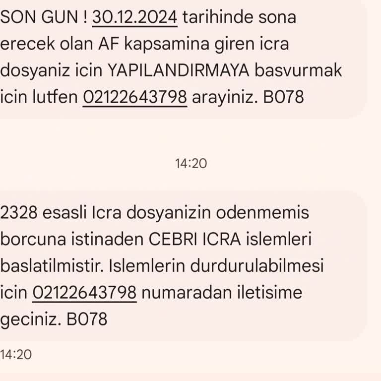 Yanıltıcı Borç Bildirimi Ve Rahatsız Edici Mesajlar