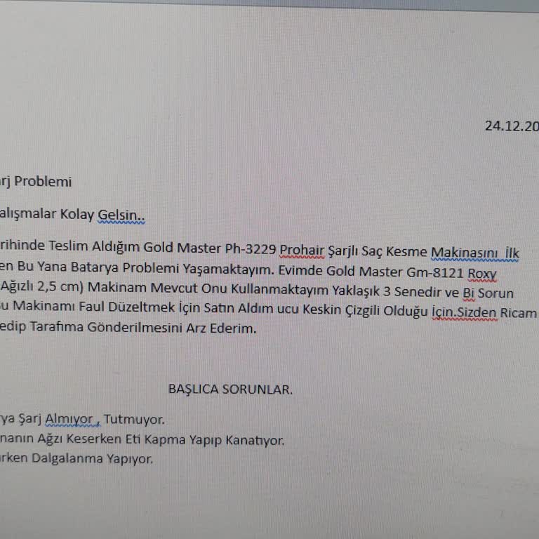 Garanti Kapsamında Hayal Kırıklığı: Gold Master Ürün Sorunu