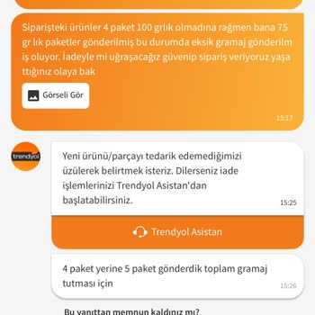 Eksik Gramajlı Ürün Teslimatı Sorunu