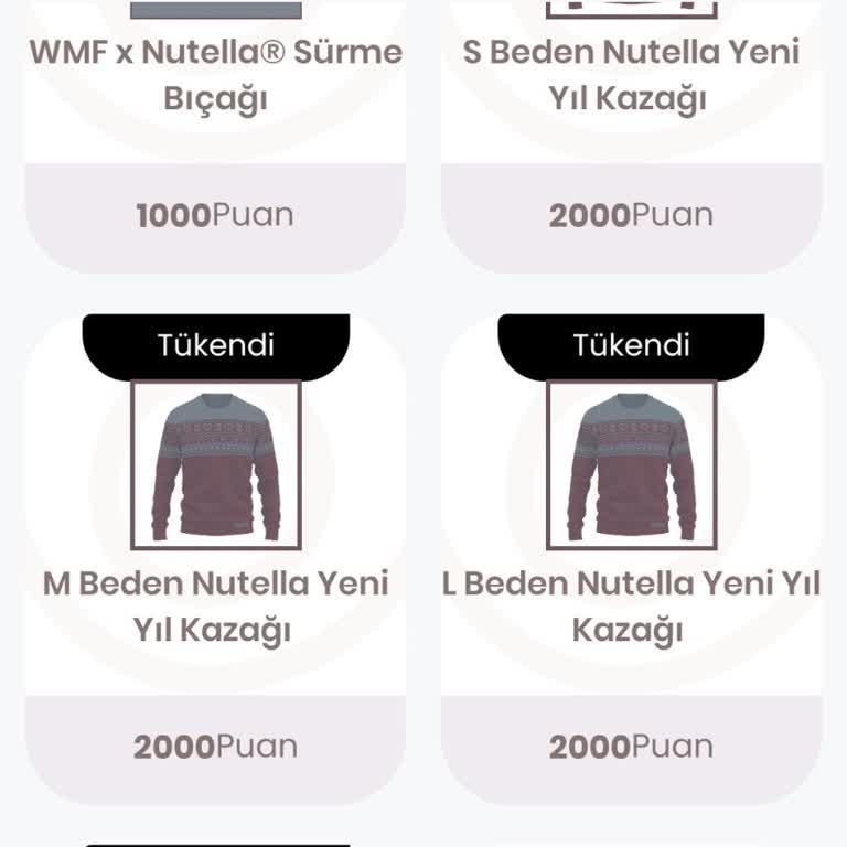 Nutella Kazak Stok Sorunu Ve Puanların Kullanılamaması