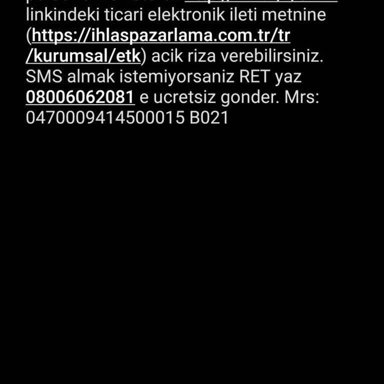 İhlas Ev Aletleri İzinsiz Ticari Mesaj Rahatsızlığı