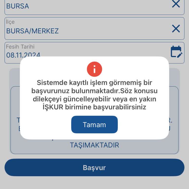 İŞKUR Başvuru Sisteminde Sürekli Hata Mesajı Alıyorum