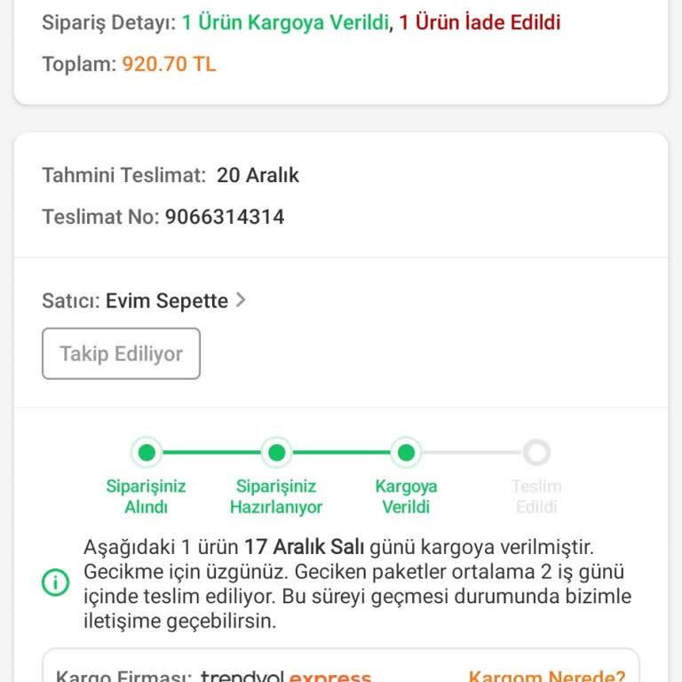 EvimSepette Paramı İade Edin