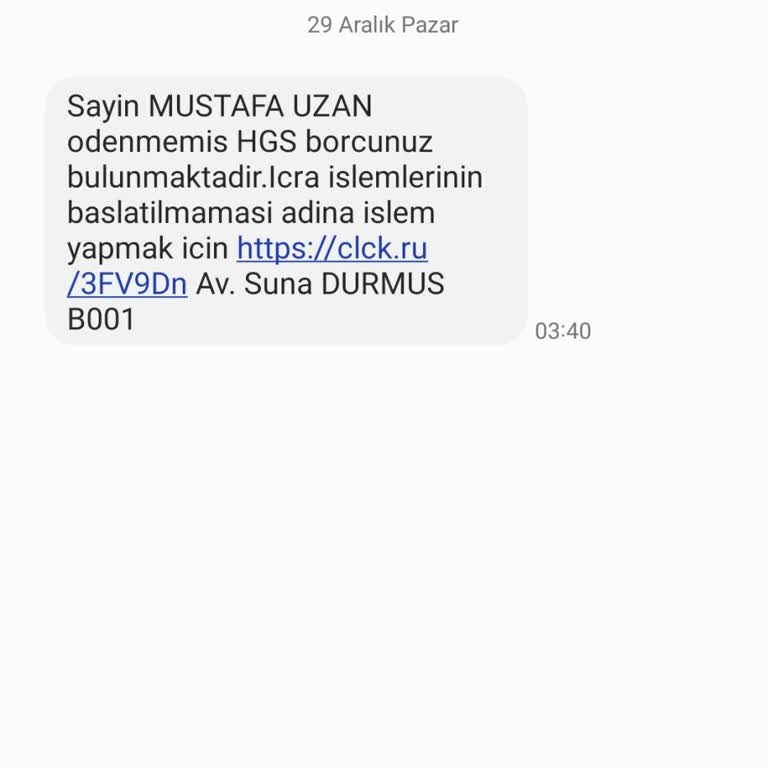 Gece Yarısı Gelen Şüpheli HGS Borcu Mesajı