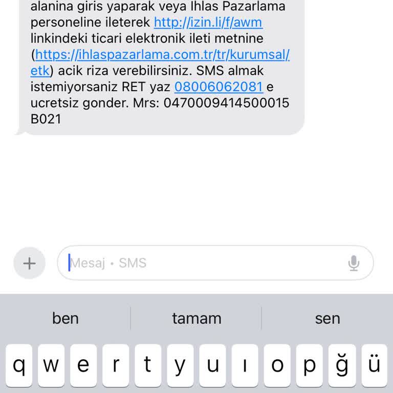 İzinsiz Ticari Mesajlardan Şikayetçiyim