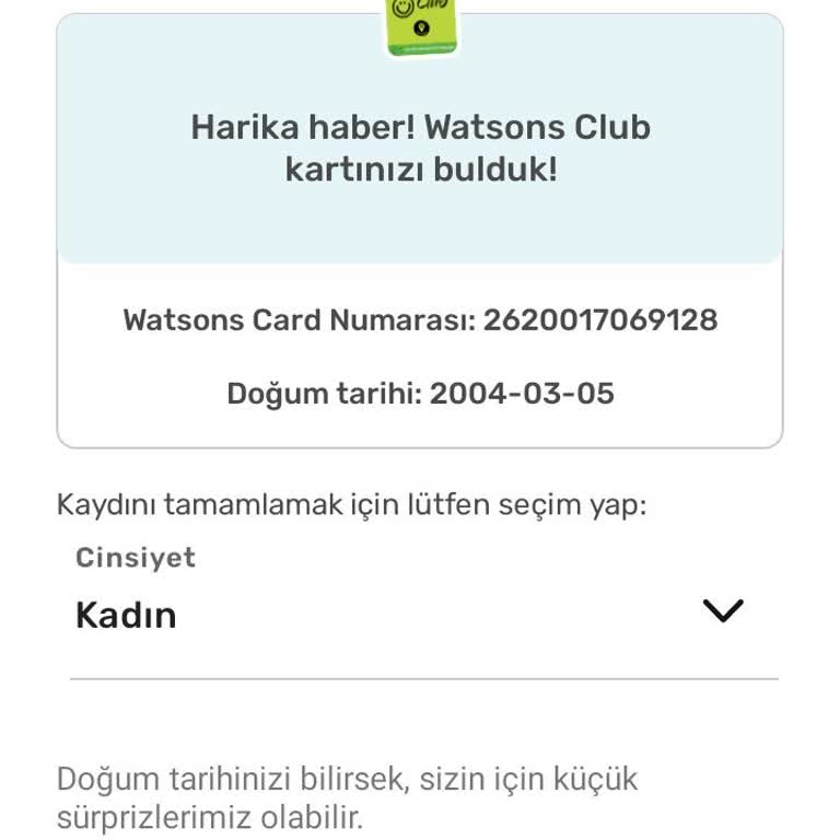 Watsons Üyelik Tamamlama Sorunu