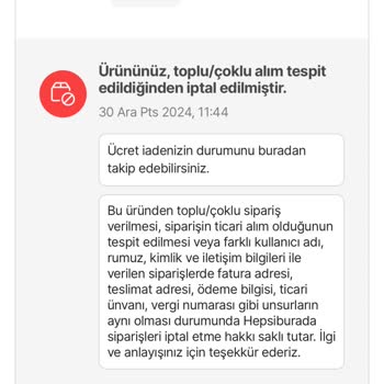 Toplu Alım Gerekçesiyle İptal Edilen Sipariş Mağduriyeti