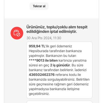 Toplu Alım Gerekçesiyle İptal Edilen Sipariş Mağduriyeti