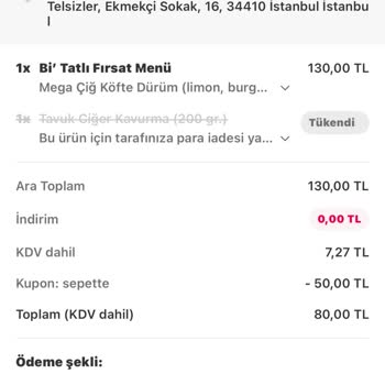 Eksik İade Ve İptal Edilen Sipariş Sorunu