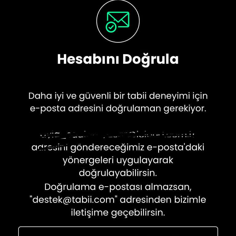 Tabii Uygulamasında E-posta Doğrulama Sorunu