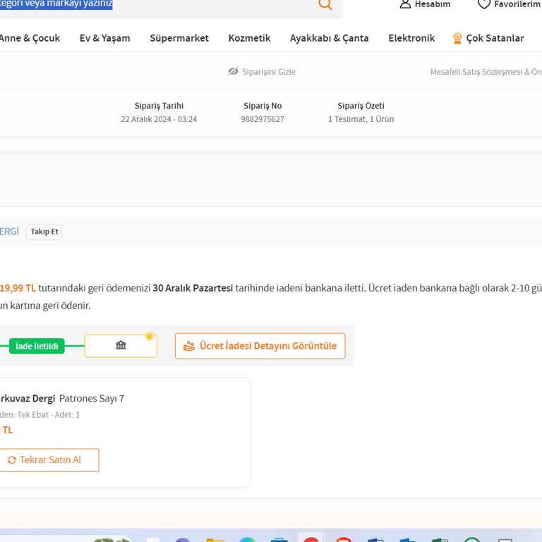 Trendyol'da Sipariş İptali Ve Zaman Kaybı