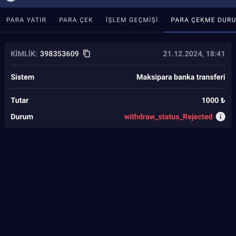 Çekim İşlemi İptali Ve Destek Sorunu
