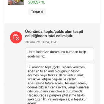 Hepsiburada'da İndirimli Ürün Siparişi İptali