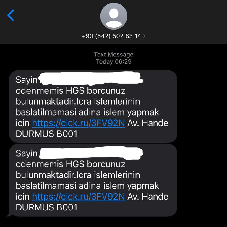 Sahte HGS Borç Mesajı İle Gelen Tehdit