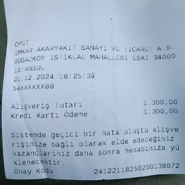Opet Yakıt Puanlarının Kullanılamaması Sorunu