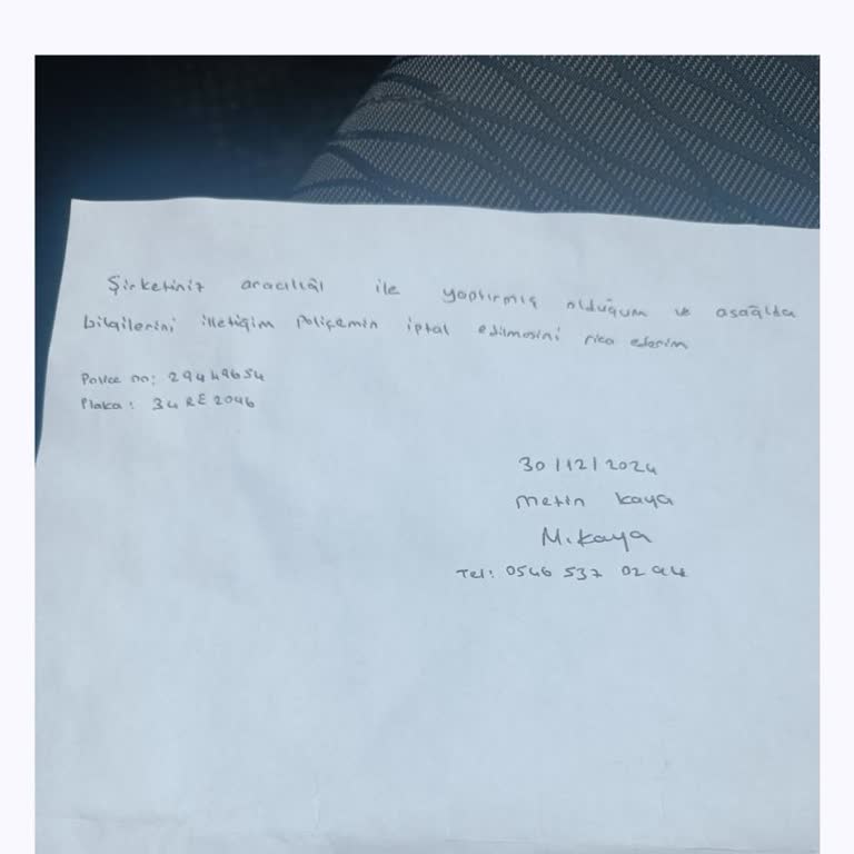 Kasko Poliçesi İptal Sorunu