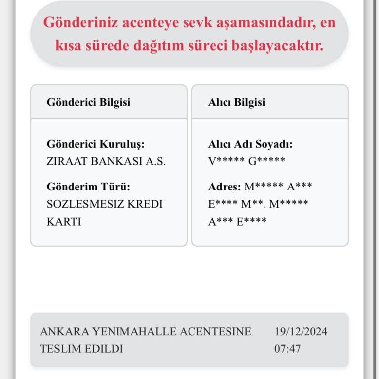 Kredi Kartı Teslimatında Gecikme Ve İlgisizlik