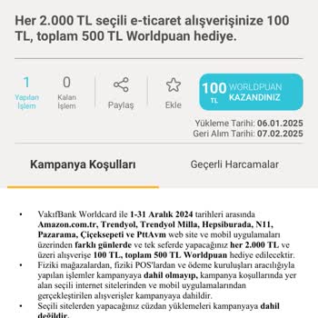 VakıfBank Metal Kredi Kartı Kampanya Puanlarının Yüklenmemesi