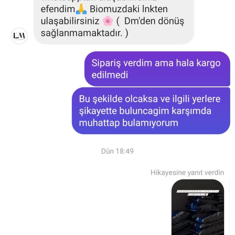 Lesmore Giyim & Butik 'ten Sipariş Sonrası İletişim Sorunu