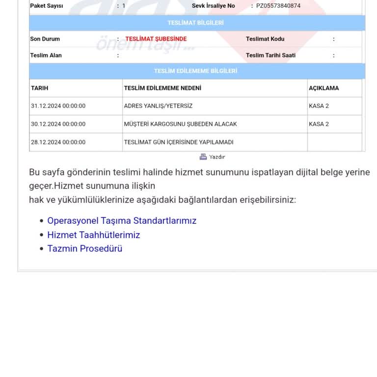 Aras Kargo Firuzköy Şubesi'nin Sürekli Bahaneleri