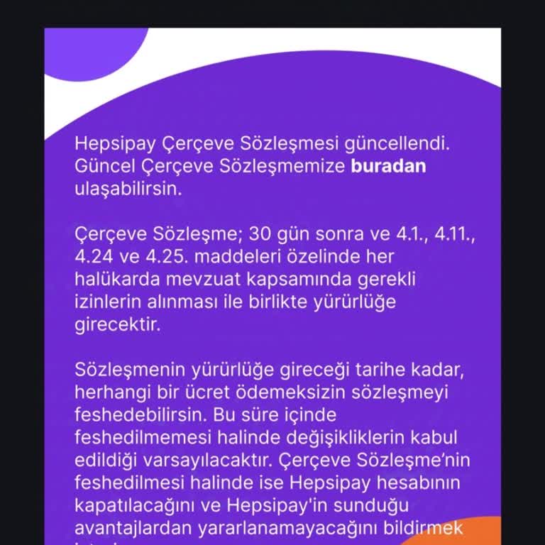 Hepsipay Hesabım Olmadan Sözleşme Güncellemesi