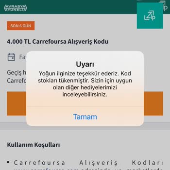 Avrasya Tüneli Ödül Programı'nda Stok Mağduriyeti