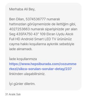 Kırık Televizyon Ve İade Sorunu