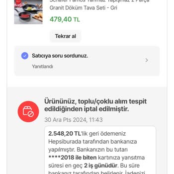 İndirimli Ürün Siparişimin Haksız İptali