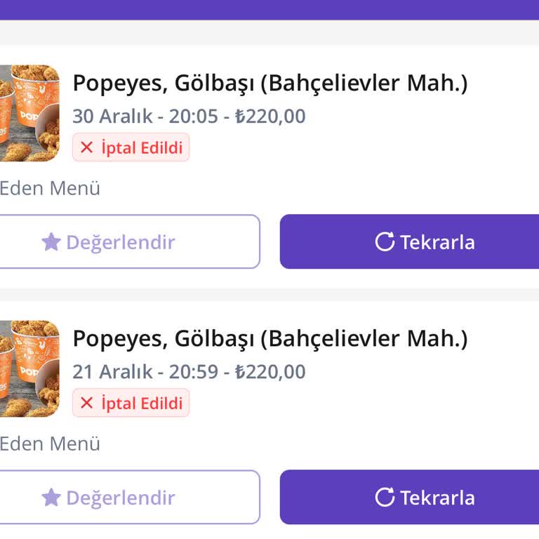 Getir Yemek Siparişlerinde Sürekli İptal Sorunu