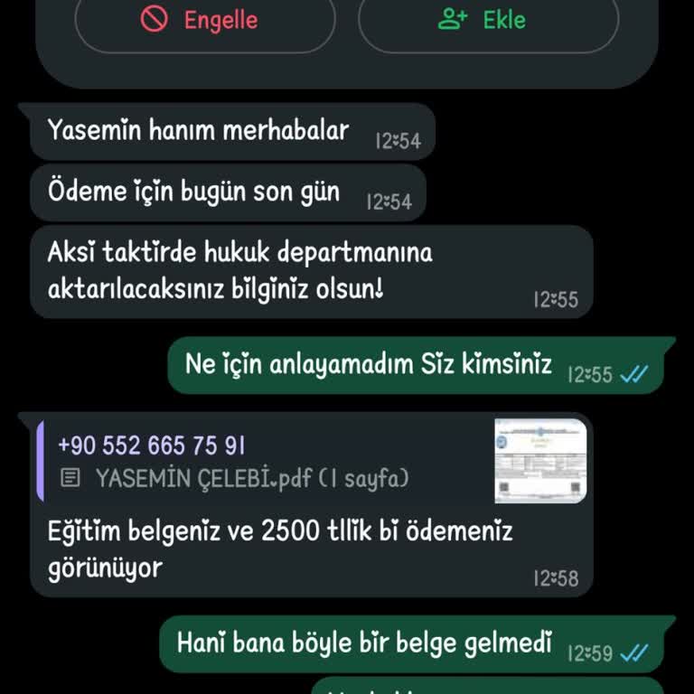 Sertifika Ücreti İçin Haksız Talep Ve Tehdit