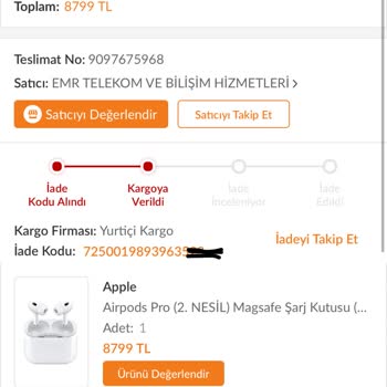 Trendyol Siparişimde Yanlış Ürün Ve İletişim Sorunları